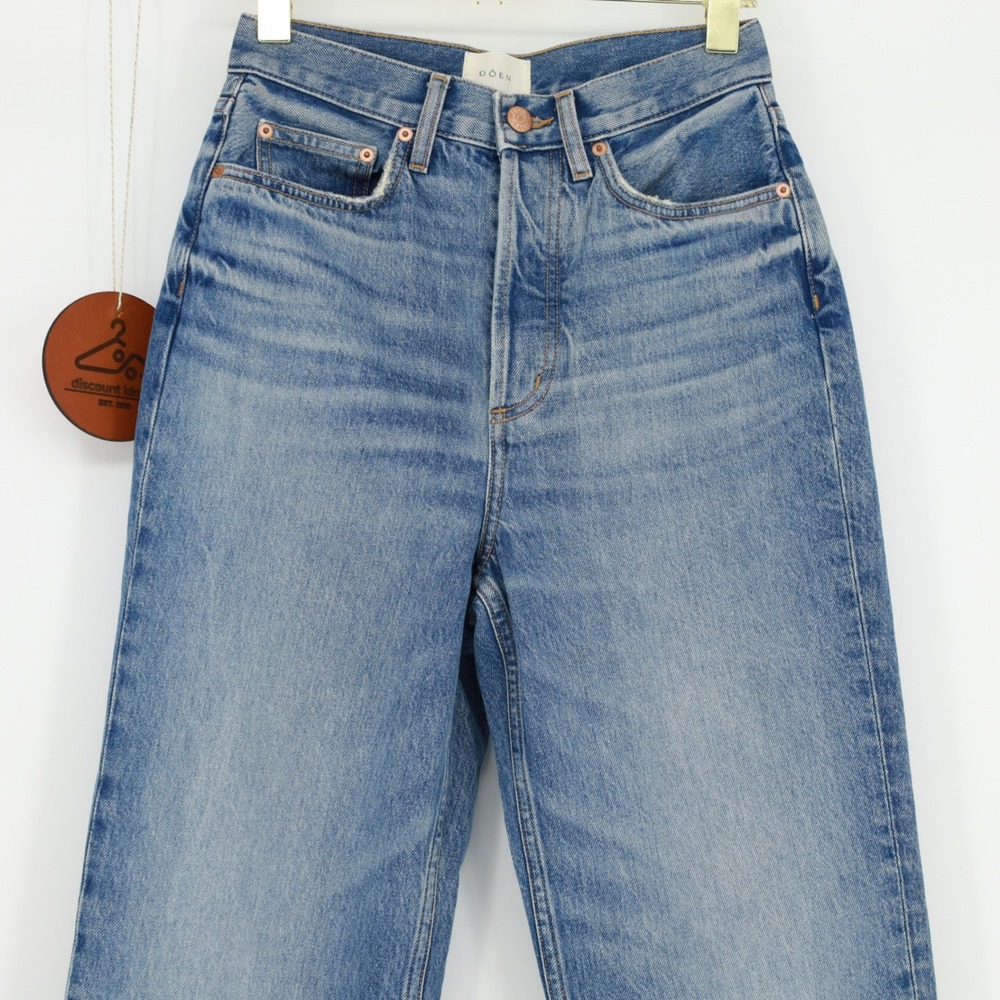 DOEN Benedicte High Rise Straight Leg Jeans Palais Rhone Sz 24 Cotton Butto Fly - Picture 3 of 9